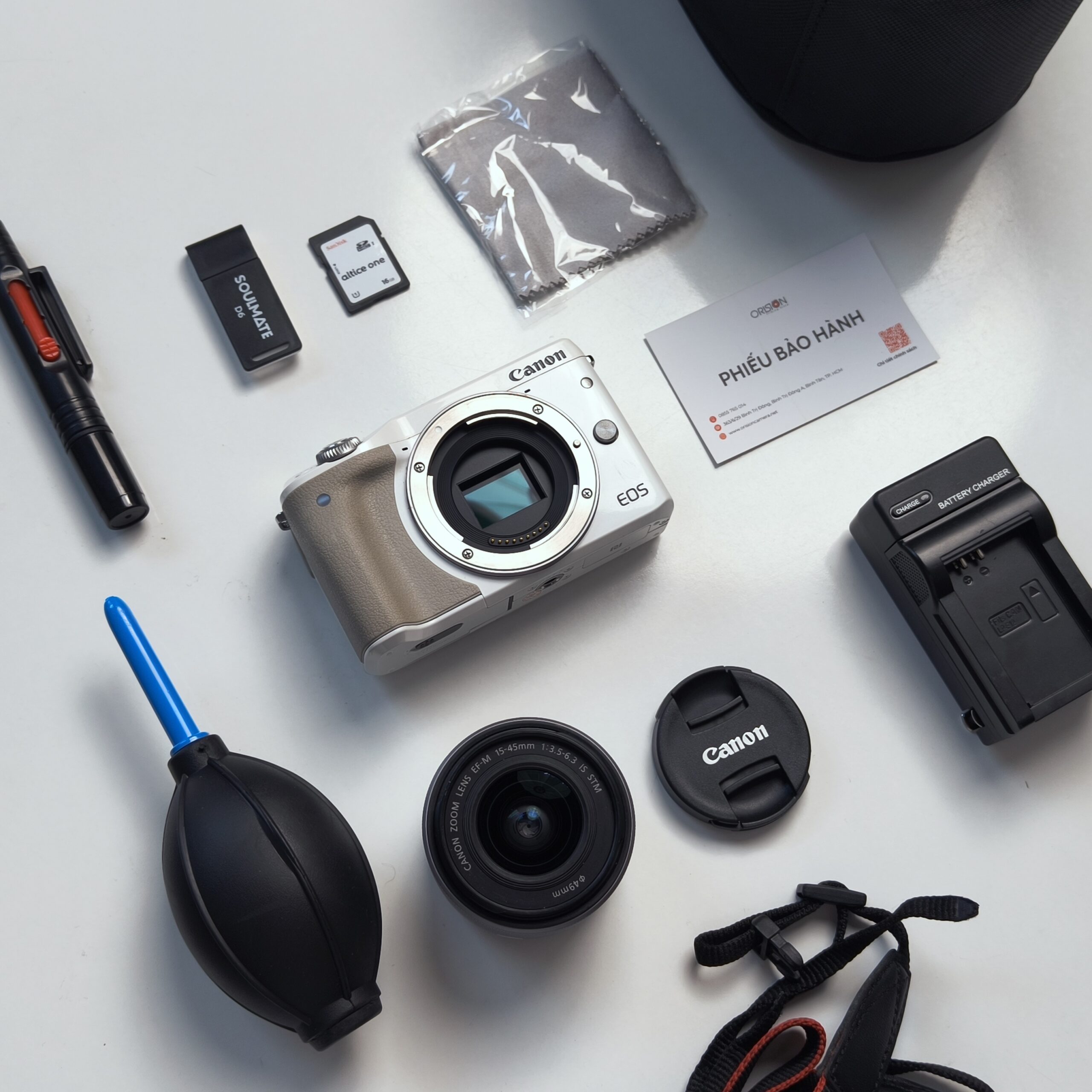 Canon M3 màu trắng kèm kit full phụ kiện mới 99% - Ảnh 2